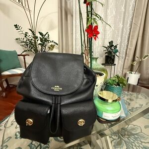 Coach Black Pebbled Leather Backpack